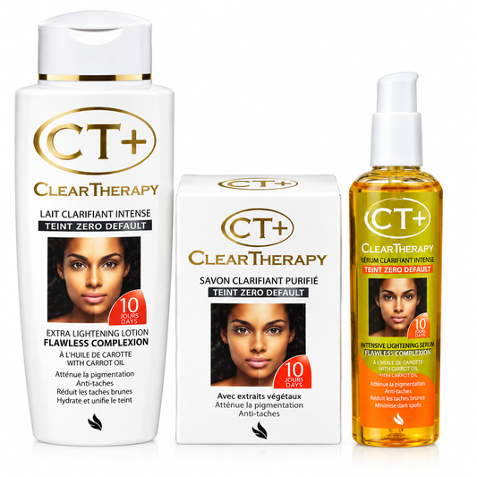 CT+ Clear Therapy Skin Lightening Set, 3-Piece Beauty Kit with Lotion, Soap and Serum, 10 Day Treatment